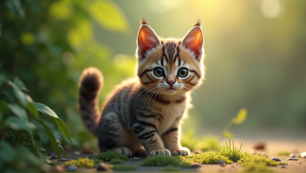 Li Hua cat with sturdy body, brown-grey coat, expressive eyes, and tufted ears outdoors.